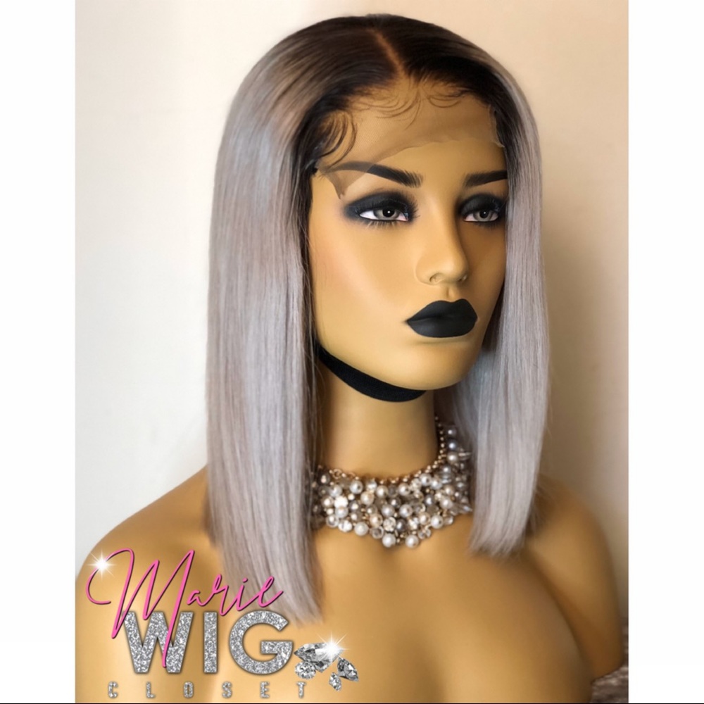 🛑SOLD🛑 12” 4x4 Custom Make Wig T1B/Silver - Picture 3 of 6